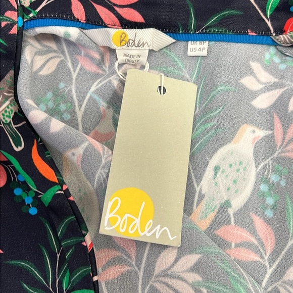 NWT Boden Collar Detail Cropped Jumpsuit -French Navy - Berry Bird  Size 4P - Picture 11 of 16